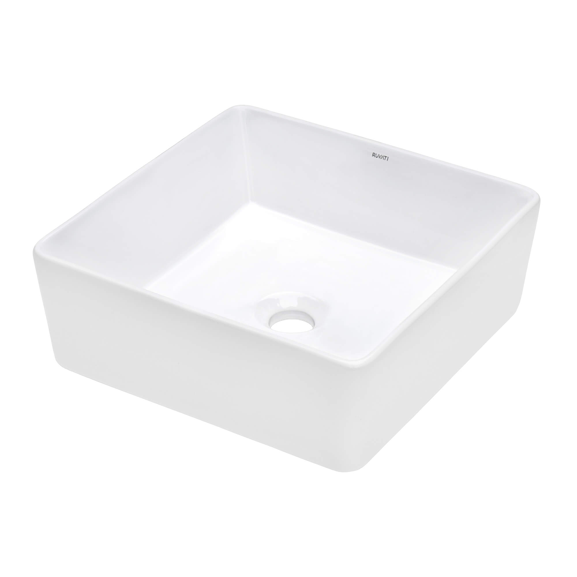 15 in. x 15 in. Square Above Counter Ceramic Bathroom Vessel Sink Porcelain in White 15 in. x 15 in. Square Above Counter Ceramic Bathroom Vessel Sink Porcelain in White