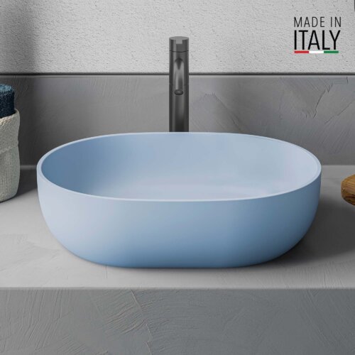 Ruvati 19-inch Pacific Blue epiStone Solid Surface Modern Bathroom Vessel Sink - RVB2119LE