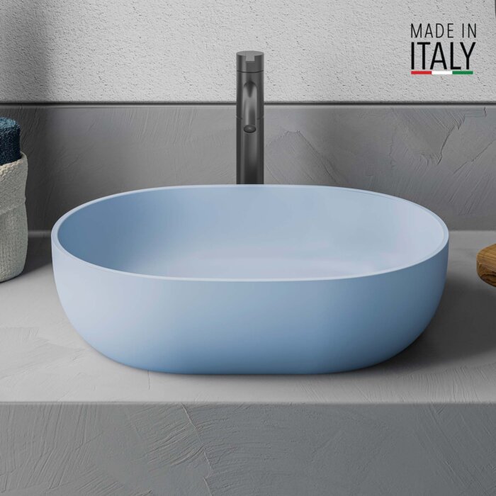 Ruvati 19-inch Pacific Blue epiStone Solid Surface Modern Bathroom Vessel Sink - RVB2119LE