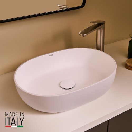 Ruvati 19-inch Matte White epiStone Solid Surface Modern Bathroom Vessel Sink - RVB2119WH