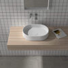 Ruvati 19 x 14 inch Fluted Vessel Bathroom Sink epiStone Solid Surface Modern Oval Matte White - RVB2819WH