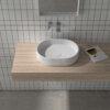 Ruvati 23 x 14 inch Fluted Vessel Bathroom Sink epiStone Solid Surface Modern Oval Matte White - RVB2823WH