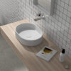Ruvati 23 x 14 inch Fluted Vessel Bathroom Sink epiStone Solid Surface Modern Oval Matte White - RVB2823WH