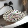 Ruvati 19 inch Murano Glass Art Vessel Seashell Decorative Pattern Bathroom Sink - Nautilus Brown - RVB3022