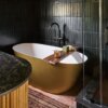 Ruvati 63-inch Matte Gold and White epiStone Solid Surface Freestanding Bath Tub Sinatra - RVB6723GW