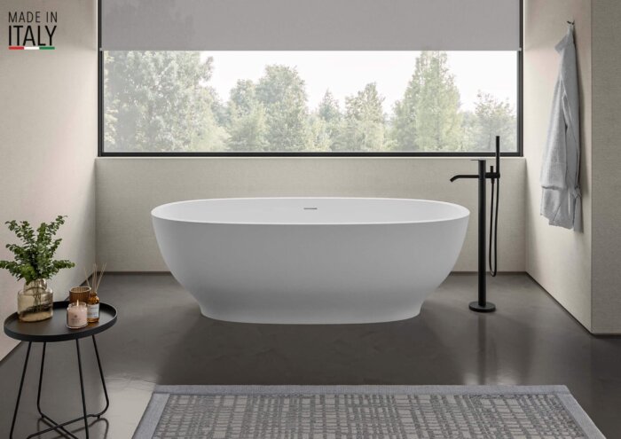Ruvati 69-inch White epiStone Solid Surface Oval Freestanding Bath Tub Viola - RVB6732WH Ruvati 69-inch White epiStone Solid Surface Oval Freestanding Bath Tub Viola - RVB6732WH