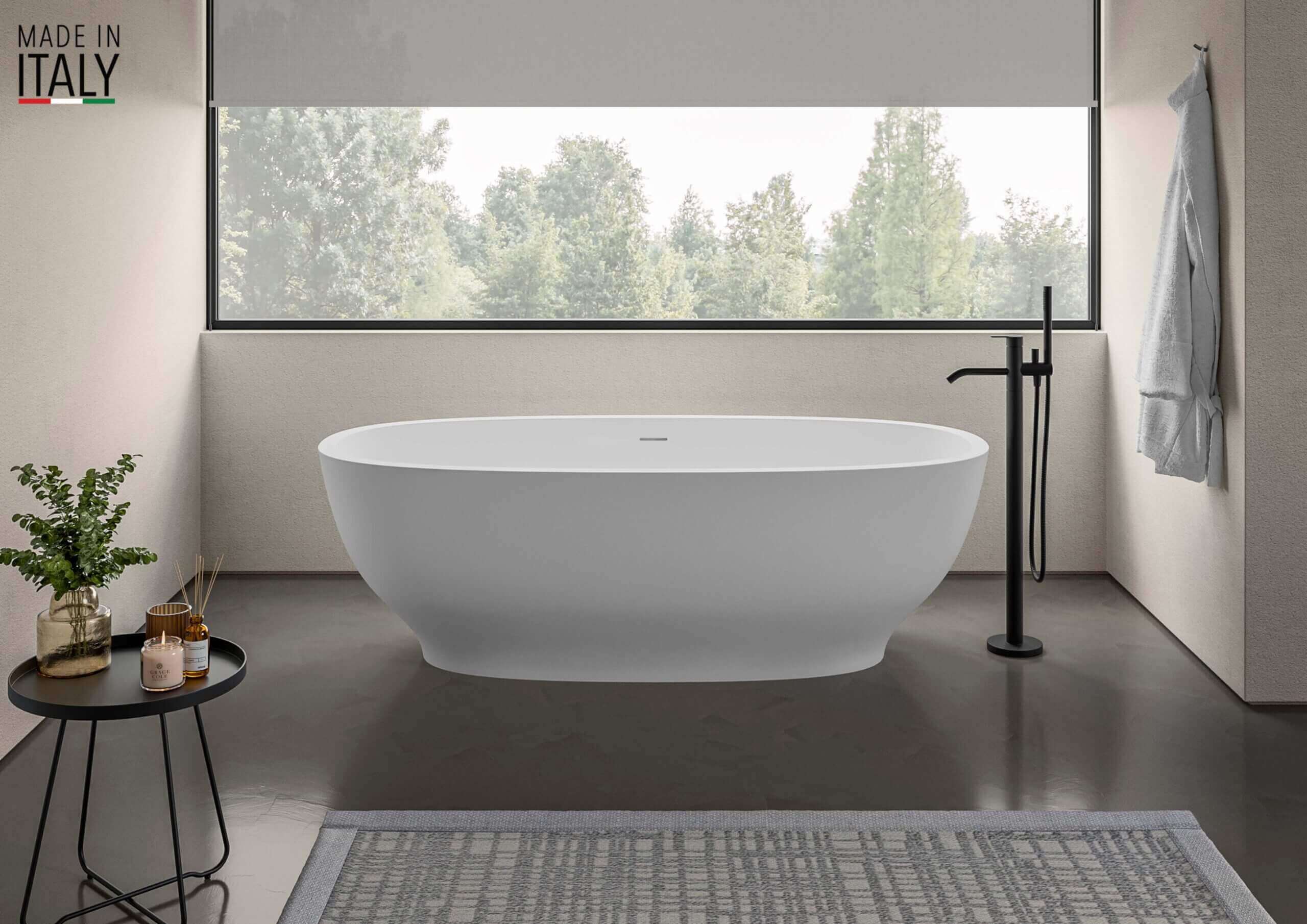 OVAL WAVE オーバルウエーブ　ボディデザイン　リッコー Ruvati 69-inch White epiStone Solid Surface Oval Freestanding Bath