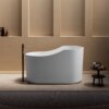 Ruvati 55-inch Japanese Ofuro Freestanding Bath Tub Solid Surface Soaking Tub epiStone in Matte White - RVB6740WH