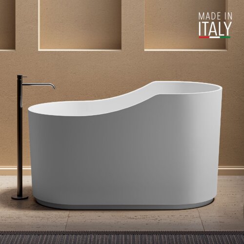 Ruvati 55-inch Japanese Ofuro Freestanding Bath Tub Solid Surface Soaking Tub epiStone in Matte White - RVB6740WH