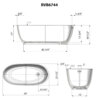 Ruvati 59-inch Matte White epiStone Solid Surface Oval Freestanding Bath Tub Canali - RVB6744WH