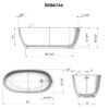 Ruvati 59-inch Matte Black epiStone Solid Surface Oval Freestanding Bath Tub Canali - RVB6744BK