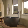 Ruvati 59-inch Matte Black epiStone Solid Surface Oval Freestanding Bath Tub Canali - RVB6744BK