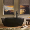 Ruvati 59-inch Matte Black epiStone Solid Surface Oval Freestanding Bath Tub Canali - RVB6744BK