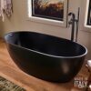 Ruvati 59-inch Matte Black epiStone Solid Surface Oval Freestanding Bath Tub Canali - RVB6744BK