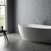 Ruvati 59-inch Matte White epiStone Solid Surface Oval Freestanding Bath Tub Canali - RVB6744WH