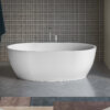 Ruvati 59-inch Matte White epiStone Solid Surface Oval Freestanding Bath Tub Canali - RVB6744WH
