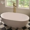 Ruvati 59-inch Matte White epiStone Solid Surface Oval Freestanding Bath Tub Canali - RVB6744WH