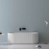 Ruvati 67-inch Fluted Freestanding Soaking Bathtub epiStone Solid Surface Modern Matte White - RVB6792WH
