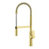 Ruvati Seneca Brushed Gold Single Handle Pull Down Kitchen Faucet Tall High Arc Commercial with Pre-Rinse Sprayer - RVF1233SG