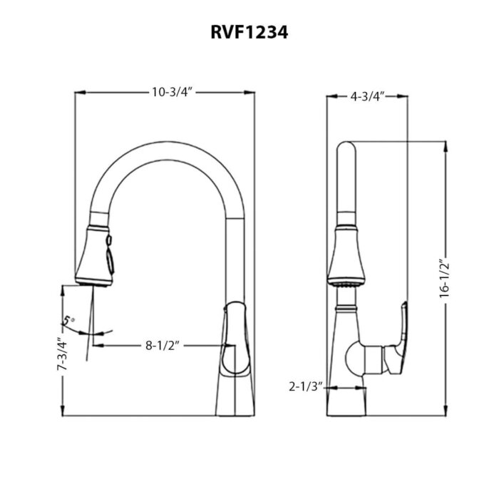 Ruvati Simoni Brushed Gold Kitchen Faucet Single Handle Traditional Farmhouse with Pull Down Spray Hose - RVF1234SG