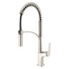 Ruvati Seneca Stainless Steel Single Handle Pull Down Kitchen Faucet Modern Sharp Style with Pre-Rinse Sprayer - RVF1236BN
