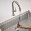 Ruvati Vestia Single Handle Pull Down Kitchen Faucet Knurling Contemporary with Sprayer in Stainless Steel - RVF1237BN