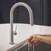 Ruvati Vestia Single Handle Pull Down Kitchen Faucet Knurling Contemporary with Sprayer in Stainless Steel - RVF1237BN