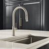 Ruvati Vestia Single Handle Pull Down Kitchen Faucet Knurling Contemporary with Sprayer in Stainless Steel - RVF1237BN