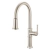 Ruvati Idris Single Handle Pull Down Kitchen Contemporary Art Deco Faucet with Sprayer in Stainless Steel - RVF1239BN