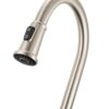Ruvati Idris Single Handle Pull Down Kitchen Contemporary Art Deco Faucet with Sprayer in Stainless Steel - RVF1239BN