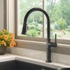 Ruvati Idris Single Handle Pull Down Kitchen Faucet Transitional Modern with Sprayer in Matte Black - RVF1239MB