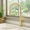 Ruvati Idris Single Handle Pull Down Kitchen Faucet Tall High Arc Gooseneck with Sprayer in Brushed Gold - RVF1239SG