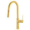 Ruvati Isola Single Handle Pull Out Kitchen Faucet Knurl Transitional with Sprayer in Brushed Gold - RVF1248SG
