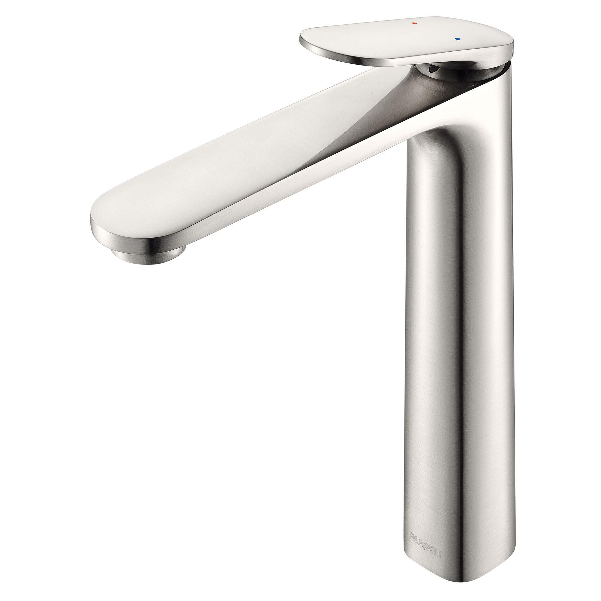 Ruvati Este Single Hole Tall Vessel Faucet Modern Bathroom Vanity in Brushed Nickel - RVF5136BN