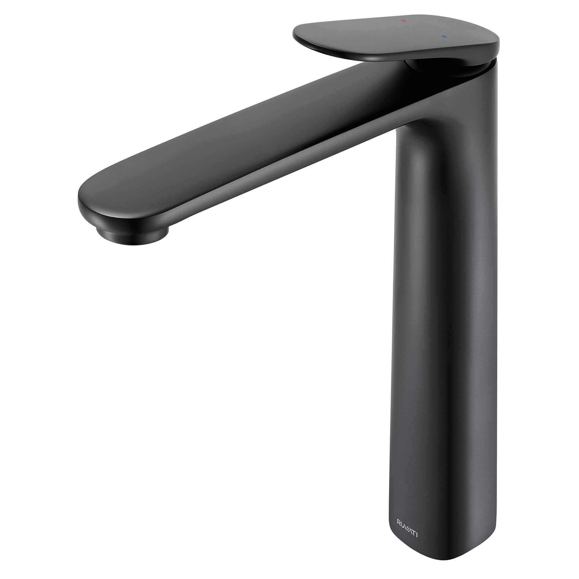 Ruvati Este Single Handle Lever Tall Vessel Faucet Modern Bathroom Vanity in Matte Black - RVF5136MB