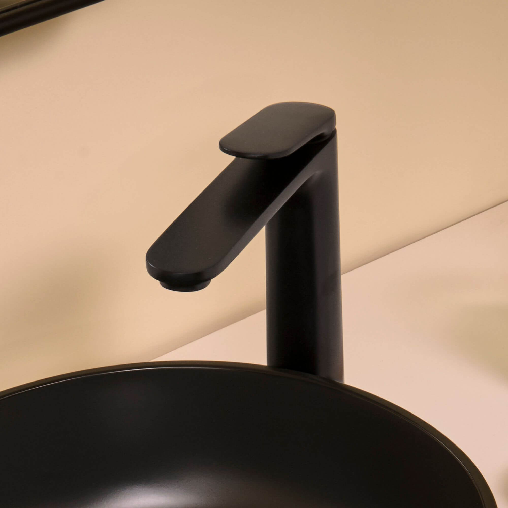 Ruvati Este Single Handle Lever Tall Vessel Faucet Modern Bathroom Vanity in Matte Black - RVF5136MB