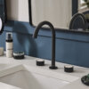 Ruvati Athena Two Handle Stone Marble Inlay Grooved Widespread Bathroom Faucet in Matte Black- RVF5232MB