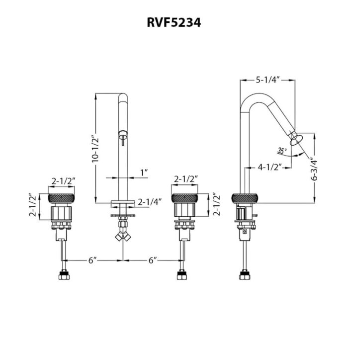 Ruvati Chrono Two Handle Watch Face Twist Bathroom Faucet in Brushed Nickel - RVF5234BN