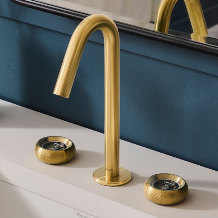 Ruvati Chrono Two Handle Watch Mechanism Luxury Widespread Bathroom Faucet in Brushed Gold- RVF5234SG