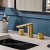 Ruvati Fabio Two Handle Widespread Fluted Luxury Knob Bathroom Faucet in Brushed Gold - RVF5235SG