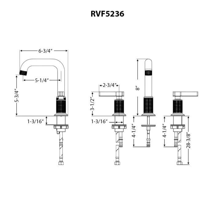 Ruvati Barolo Two Handle Widespread Bathroom Faucet in Brushed Nickel - RVF5236BN