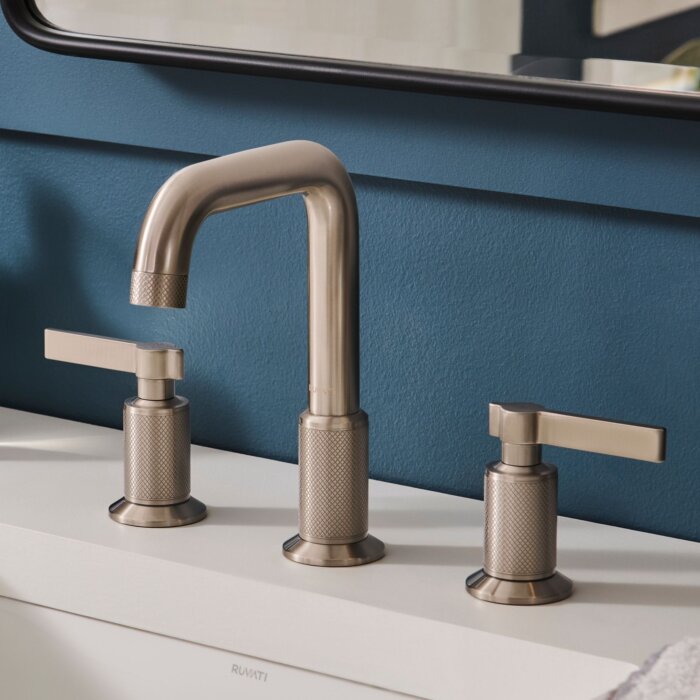 Ruvati Barolo Two Handle Widespread Art Deco Transitional Bathroom Faucet in Brushed Nickel - RVF5236BN
