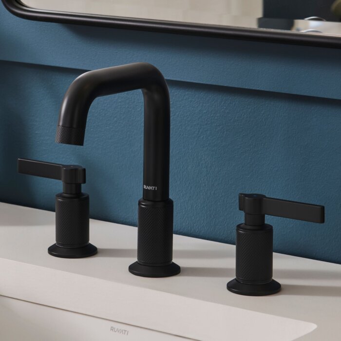 Ruvati Barolo Two Handle Widespread Art Deco Modern Luxury Bathroom Faucet in Matte Black- RVF5236MB
