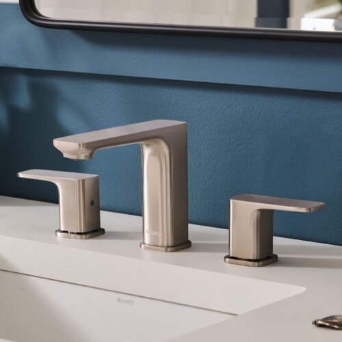 Ruvati Lanai Two Handle Widespread Modern Rectangular Square Bathroom Faucet in Brushed Nickel - RVF5237BN