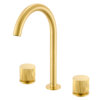 Ruvati Fabio Two Handle Widespread Fluted Knob Arc Round Neck Bathroom Faucet in Brushed Gold - RVF5238SG