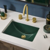 Ruvati Fabio Two Handle Widespread Fluted Knob Arc Round Neck Bathroom Faucet in Brushed Gold - RVF5238SG