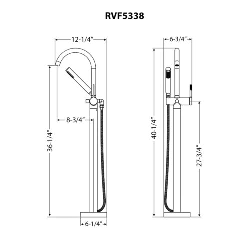 Ruvati Lucia Single Handle Freestanding Tub Bathroom Faucet in Brushed Nickel - RVF5338BN