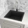 Ruvati 23 x 20 inch epiGranite Drop-in Topmount Granite Composite Quartz Single Bowl Wet Bar Prep Sink - Midnight Black - RVG1023BK