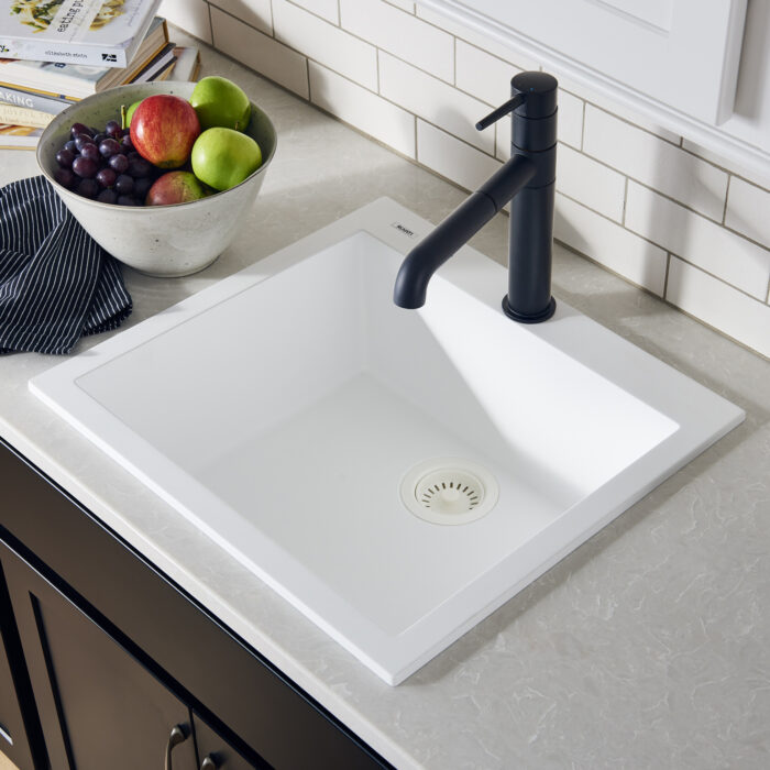White Granite Drop-in Kitchen Sink