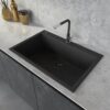 Ruvati 30 x 20 inch epiGranite Drop-in Topmount Granite Composite Quartz Single Bowl Kitchen Sink - Midnight Black - RVG1030BK